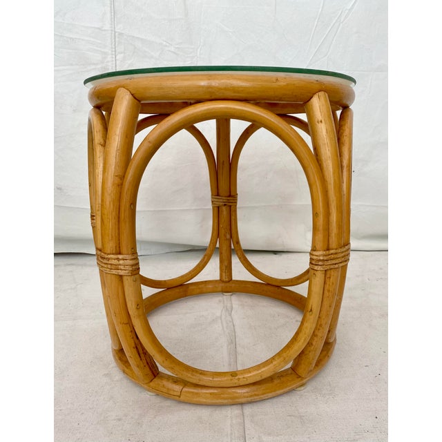 Vintage Rattan and Caning Stool Accent Table Chairish