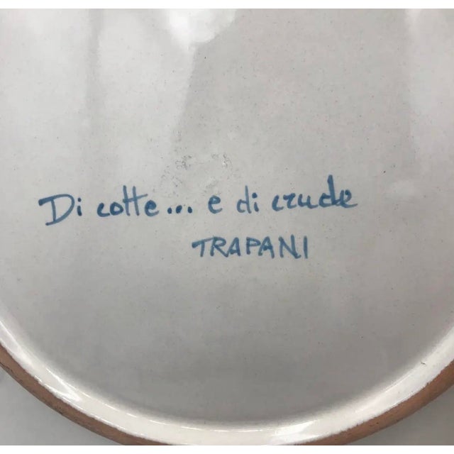 2000 - 2009 Di Cotte E Di Crude Trapani Sicilian Hand-Painted Windmill Ceramic Wall Platter For Sale - Image 5 of 6
