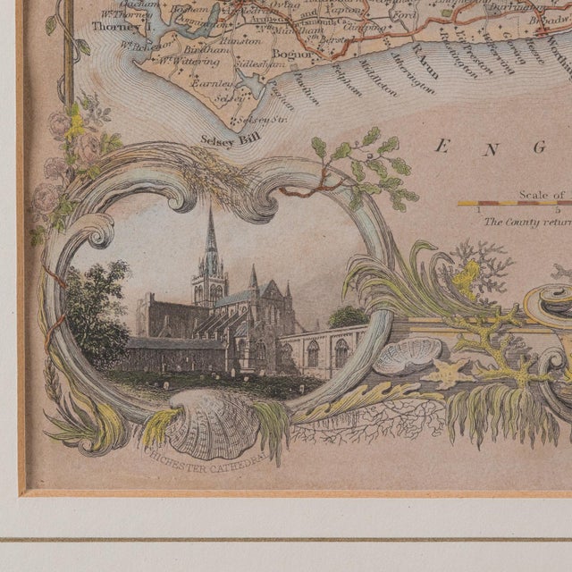 Green 1860's Antique County Map Sussex For Sale - Image 8 of 12