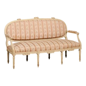 1790s Louis XVI Period French Painted Sofa with Oval Back and Carved Foliage