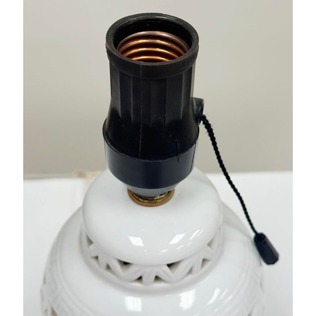 Vintage Blanc De Chine Reticulated Task Lamp For Sale - Image 4 of 6