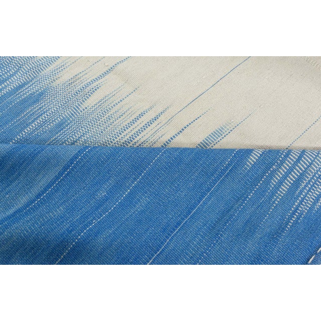 Contemporary Turkish Kilim Beige and Blue Wool Rug by Doris Leslie Blau For Sale In New York - Image 6 of 9