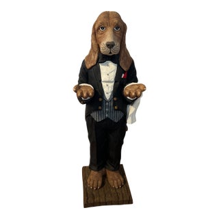 Vintage Basset Hound Butler Statue For Sale