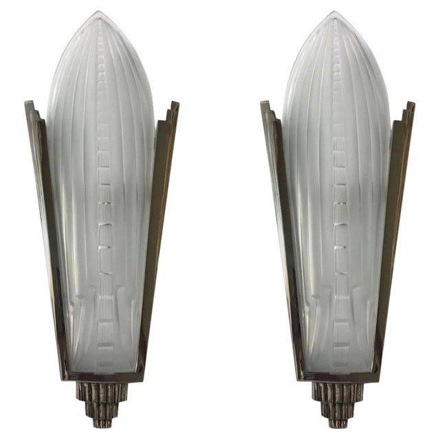 French Art Deco Sconces Signed by Genet Et Michon - a Pair For Sale