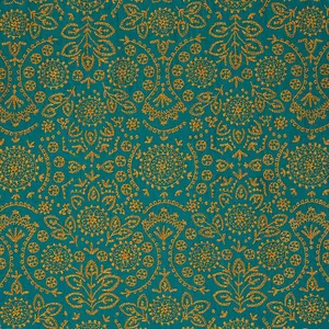 Schumacher Tiana Embroidery Fabric in Peacock