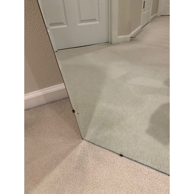 White Vintage 1950's Mid Century Modern Wall Mirro Beveled Edges For Sale - Image 8 of 14