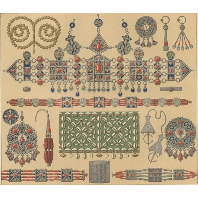 Late 19th Century Racinet, Afrique: Kabyle Jewelry from Algeria, 1888, Lithograph For Sale - Image 5 of 10