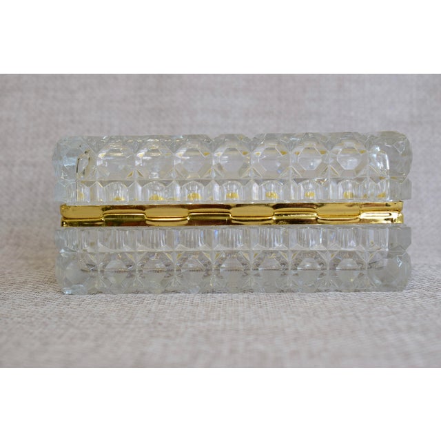 Glass Crystal and Gold Frame Jewelry Box, 1950s For Sale - Image 7 of 12