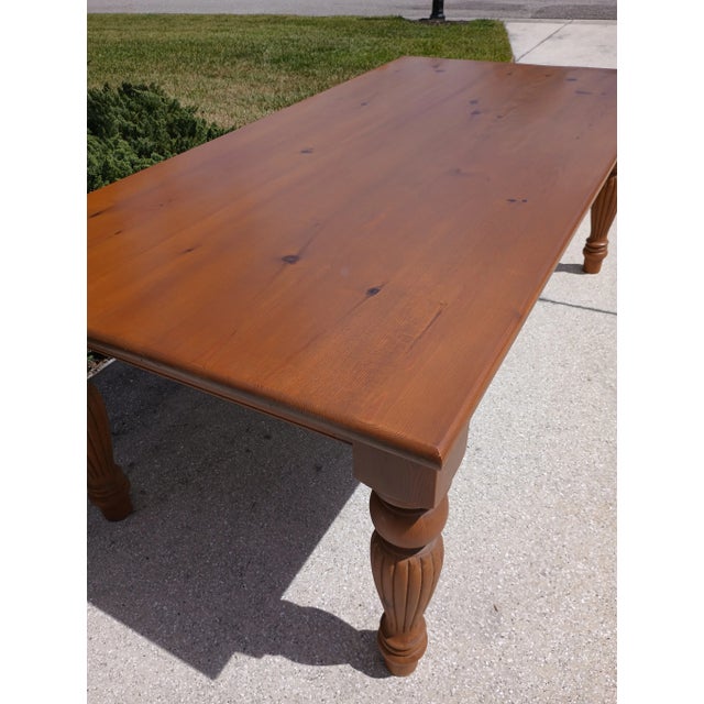 American Solid Cherry Farm Table Custom Crafted by European Traditions For Sale - Image 3 of 7