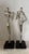 Modern Abstract Cast Aluminum Jazz Musician Sculptures, Set of 2, Silver Metal Figurines, Flute & Guitar Players Contemporary Music Decor 16” Statues For Sale - Image 4 of 12
