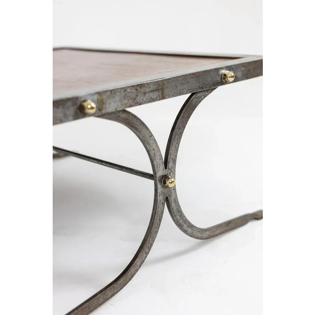 Industrial Style Coffee Table in Silver & Leather, 1970s For Sale - Image 4 of 18