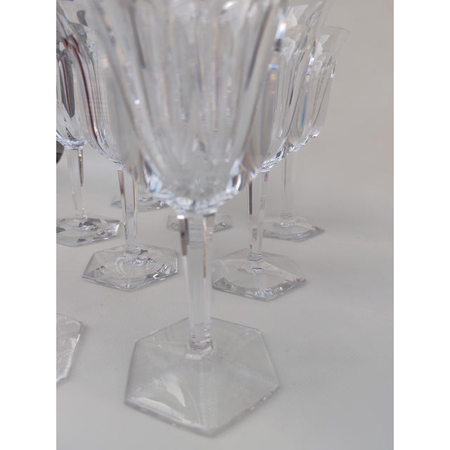 Large Baccarat Crystal Glasses in Malmaison Pattern, 1970s, Set of 9 For Sale - Image 4 of 8