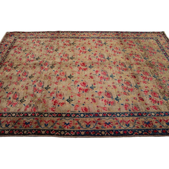 1920s Antique Hamadan Brown Handmade Floral Motif Wool Rug For Sale - Image 5 of 10