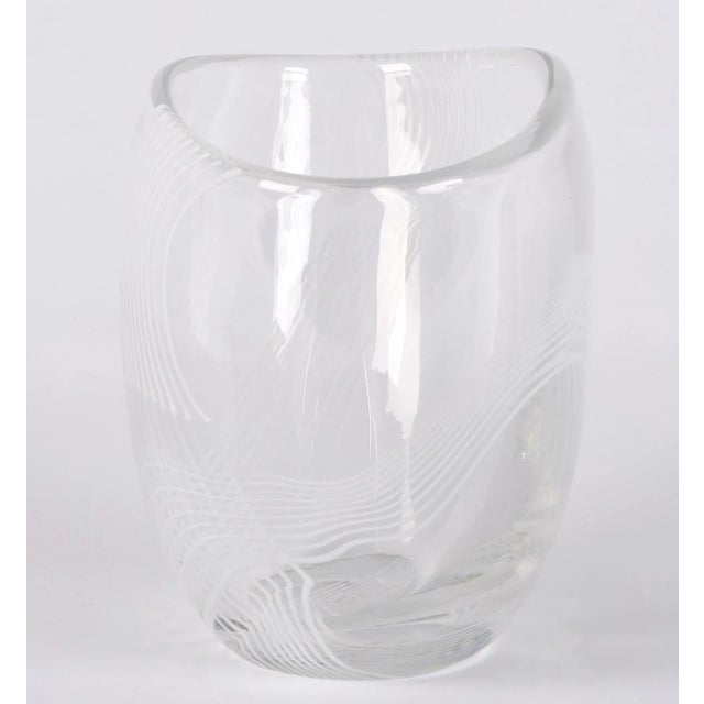 Vicke Lindstrand Vintage Vicke Lindstand Kosta Art Glass Arabesque Bowl For Sale - Image 4 of 13