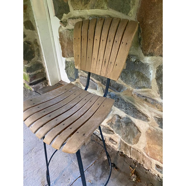 Arthur Umanoff 1963 Mid Century Modern Arthur Umanoff Swivel Counter Stool, Slat Back Bent Wood For Sale - Image 4 of 12