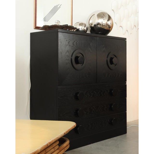 Brutalist Black Bar Cabinet with Two Doors and Three Drawers, Belgium, 1970s For Sale - Image 13 of 17
