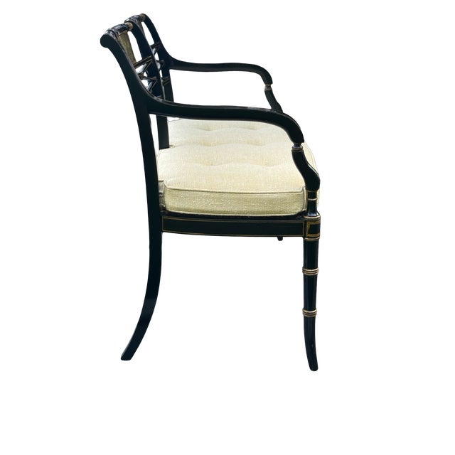 1990s English Regency Caned Bench With Hand Painted Accents For Sale - Image 16 of 16