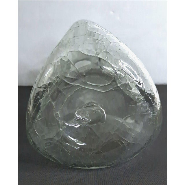 1968 Vintage Blenko #49 Clear Crackle Pinched Decanter W/ Green Stopper MCM 11.5" For Sale - Image 9 of 10