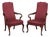 Pair of Hickory Chair Co Mahogany Queen Anne Upholstered Chairs For Sale