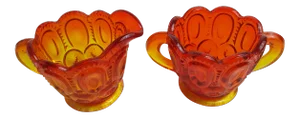l.e. Smith Mid-Century Amberina Glass Cream and Sugar Set