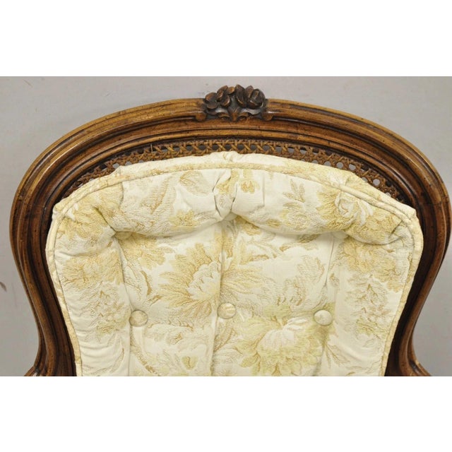 French Vintage Heritage French Country Louis XV Style Cane Back Fauteuil Arm Chair For Sale - Image 3 of 10