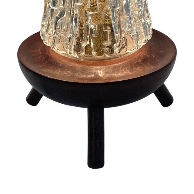Mid Century Modern Table Lamp with Teak Base and Glass Shade, 1950s For Sale - Image 4 of 8