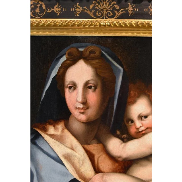 Workshop of Andrea del Sarto / Andrea d'Agnolo di Francesco, Madonna and Child, 1530, Oil on Board For Sale - Image 10 of 18