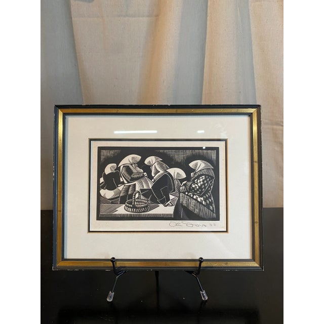 “Market Riga”, an original wood block print created by important American artist, Olin Dows in 1933. Dows 1904-81 was born...