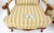 Carved Cherry Frame Stripe Upholstery Lounge Chair w/ Matching Ottoman MINT For Sale - Image 9 of 12