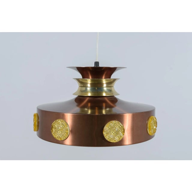 Scandinavian Copper & Glass Ceiling Lamp, Denmark, 1960s For Sale - Image 10 of 10