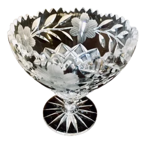C.1900 American Brilliant Period Floral Cut Glass Compote Bowl