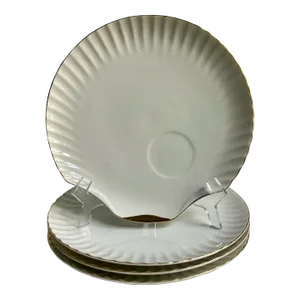 1970's Set of 4 "Shell" Gilt Rim Off White Porcelain Plates