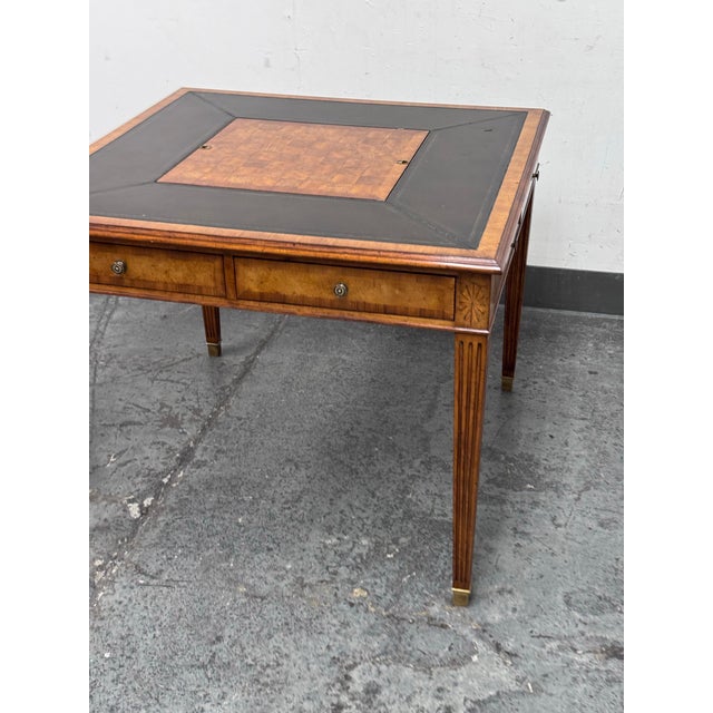 Scarborough House Leather Top Crotch Mahogany Game Table For Sale In San Francisco - Image 6 of 12