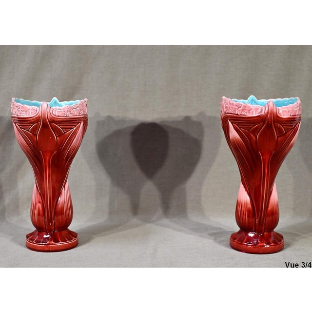 19th Century Earthenware Vases by Digoin Sarreguemines, Set of 2 For Sale - Image 14 of 18