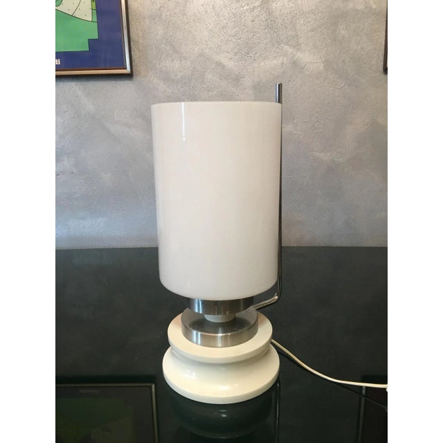Italian Opaline Glass and Aluminum Table Lamp, 1960s For Sale - Image 11 of 11