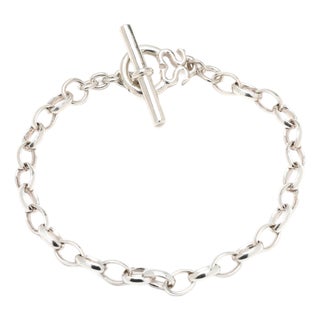 Slane Oval Link Toggle Chain Bracelet, Sterling Silver, Length 7.5 Inches For Sale