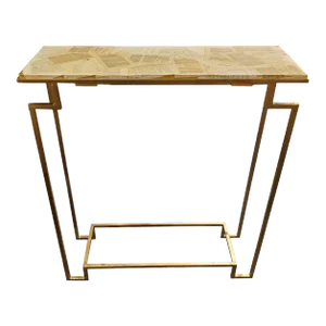 Art Deco-Style "Apollo" Console Table With Gilt Metal & Little Women Literary Top