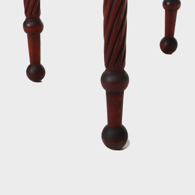 Antique Sheraton Mahogany & Birds Eye Maple Side Stand With Rope-Twist Legs For Sale - Image 9 of 15