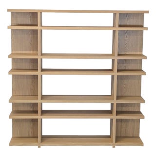 West Elm Wallace Modern Wooden Bookshelf With Open Shelving Design For Sale