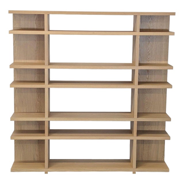 West Elm Wallace Modern Wooden Bookshelf With Open Shelving Design For Sale