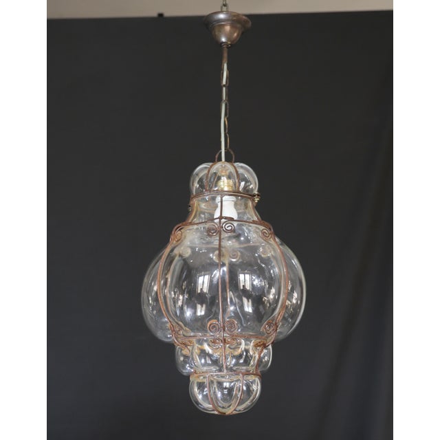 1970s Large Size Transparent Colour Venetian Lantern, Seguso Murano Glass For Sale - Image 11 of 16