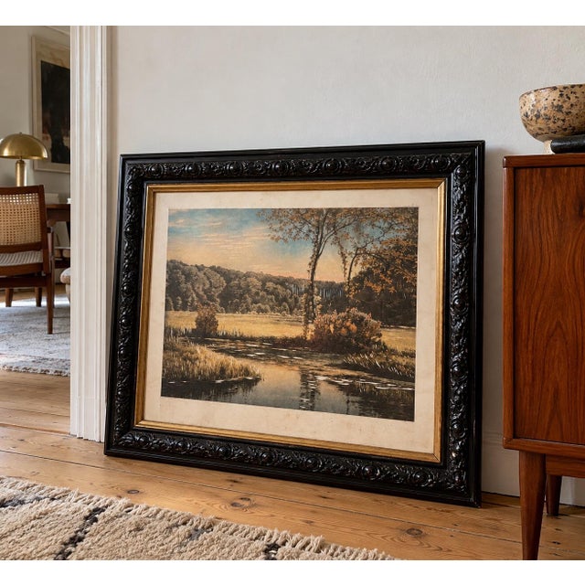 Large antique german heliogravure after a landscape by paul vorgang (1860–1927). printed by wilhelm lindner, berlin....