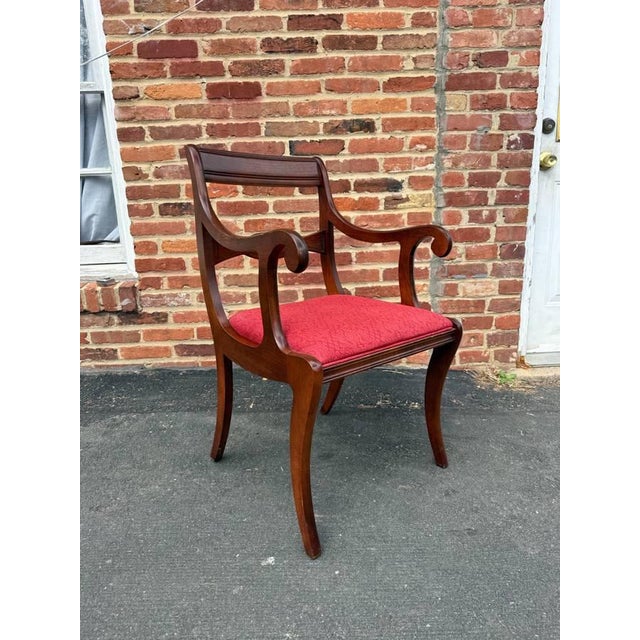 Brown Mid 20th Century Set of 6 Federal Ducan Phyfe Style Dining Chairs For Sale - Image 8 of 17