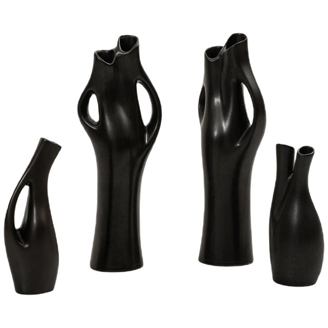 Stoneware Vases Model Mangania by Lillemor Mannerheim for Upsala Ekeby, 1950s, Set of 4 For Sale