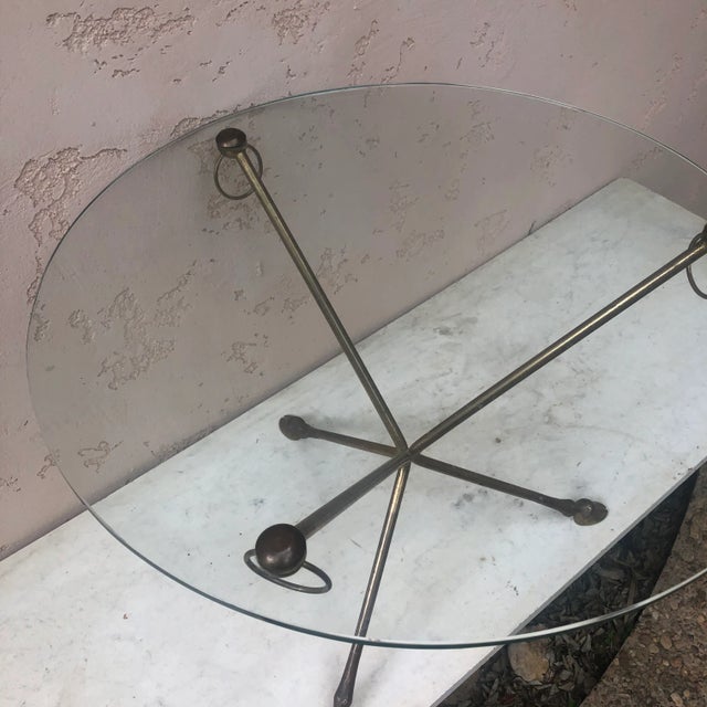 French Midcentury brass neoclassical gueridon, circa 1950.