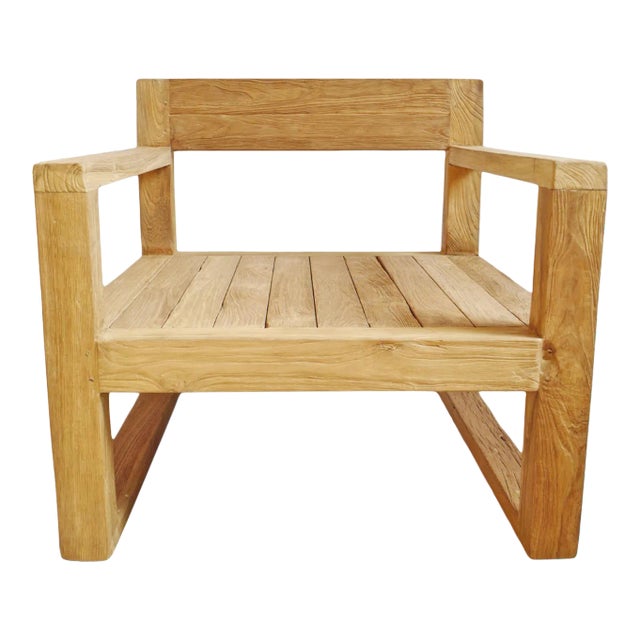 Outdoor Modern Teak Club Chair For Sale
