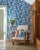 English Morris & Co Spring Thicket Fabric in Paradise Blue/Peach - a Sample For Sale - Image 3 of 3