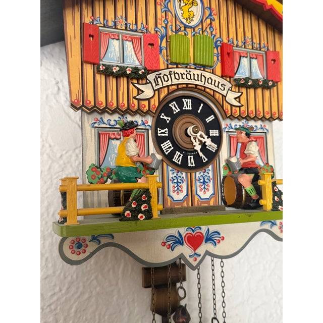 Rustic 1970s West German Hofbräuhaus Chalet Cuckoo Clock For Sale - Image 3 of 9