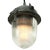 Vintage Industrial Pendant Light in Grey and Clear Striped Glass For Sale - Image 4 of 6