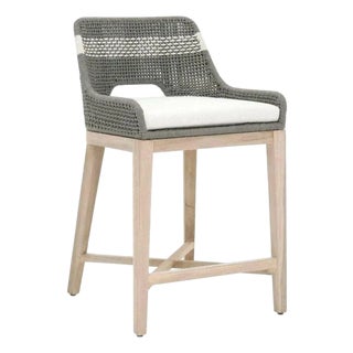 Tapestry Olefin Fabric Outdoor Counter Stool by Essentials for Living For Sale